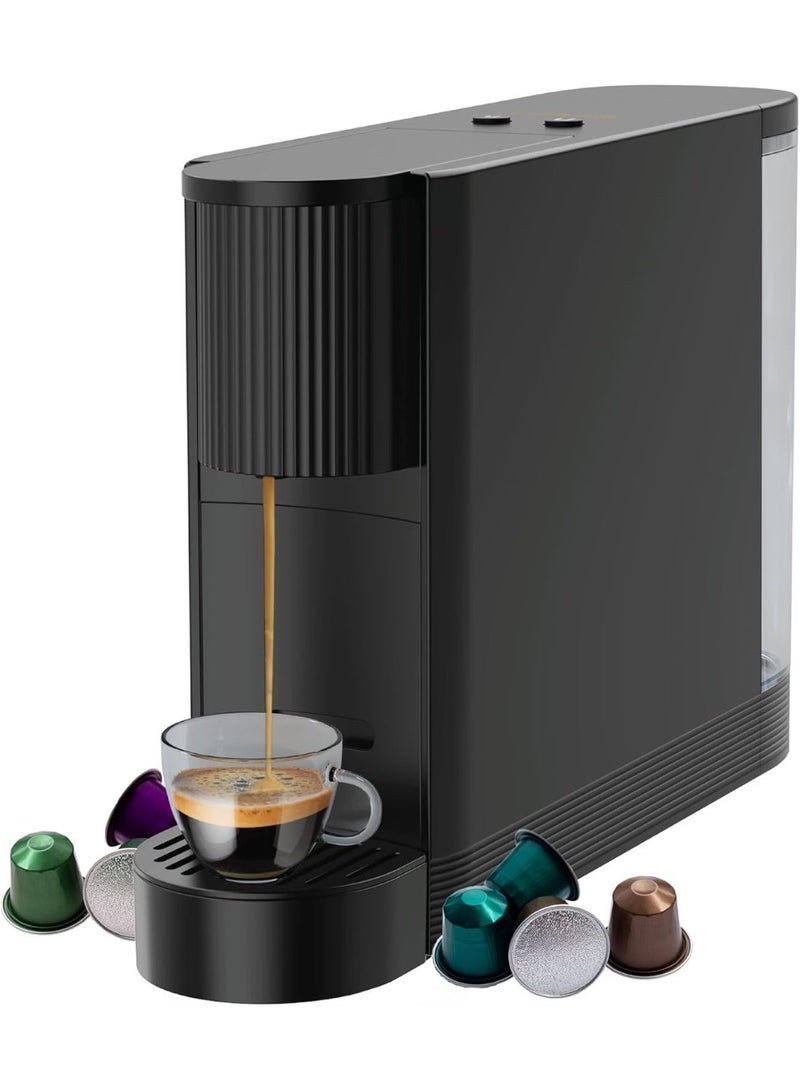 ليبرسو ماكينة صنع كبسولات القهوة الأوتوماتيكية / متوافقة مع نسبرسو / ماكينة صنع القهوة سريعة التسخين / تخزين الكبسولات / مضخة 20 بار / تحضير القهوة بدقة - أسود - Image 1